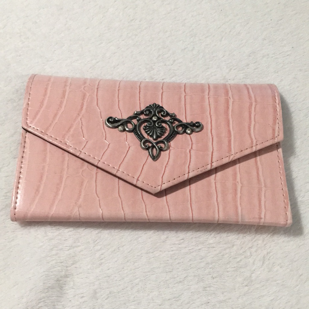 Business Card Holder Book Pink Faux Alligator Twelve Pages Holding 6 Card Slot